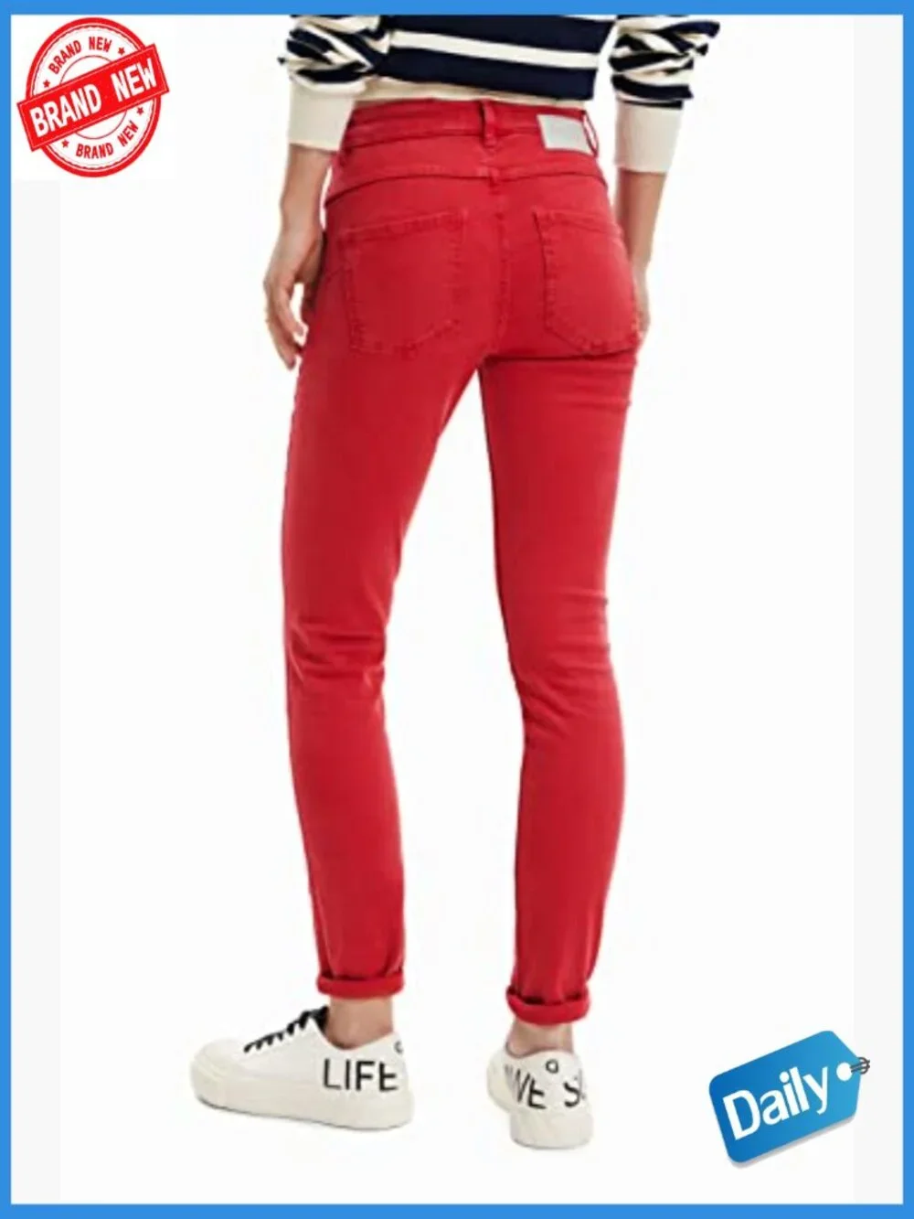 Mid Rise Straight Leg Jeans Ankle Length 100% Cotton Zipper Fly - Picture 2 of 6